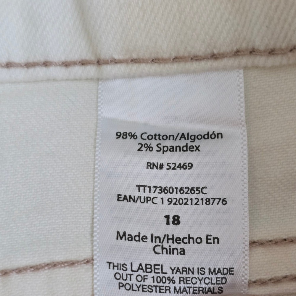 Time and Tru Womens High Rise Straight Leg Jeans Cream White Size 18 NWT - Picture 9 of 10